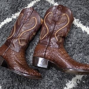 Don Cuco's Brown Caiman Crocodile Cowboy Boots Size 9EEE